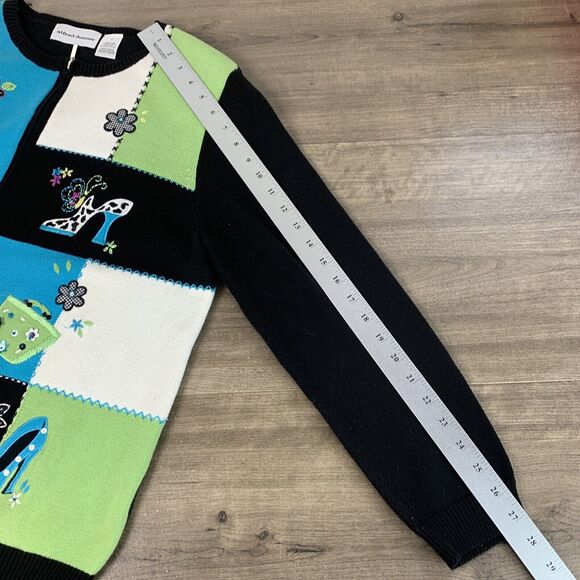 VTG Alfred Dunner Womens Colorful Full Zip Cardigan Sweater Size Small Padded - Picture 8 of 11